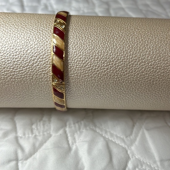 Red, white, and gold striped bangle bracelet - Picture 2 of 3